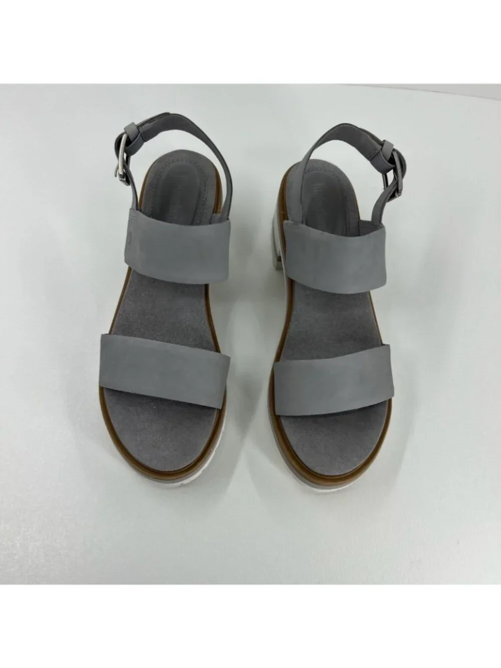 Timberland Violet Marsh 2-Band Sandals Womens 8.5 Nubuck Leather Block Heel Gray - Picture 8 of 13